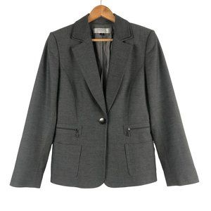 Tahari ASL Women's Size 8 Grey Long Sleeve Single Button Blazer Suit Jacket